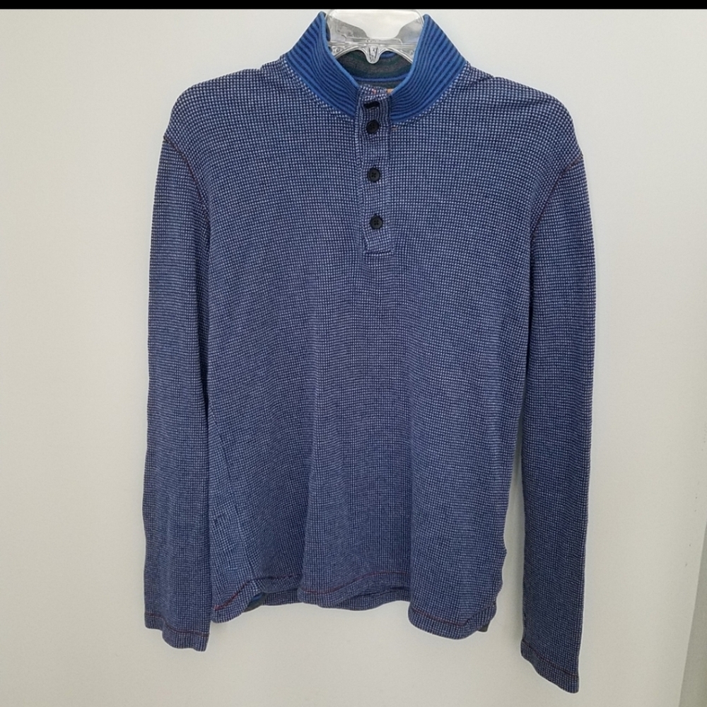 Robert Graham Henley Button Long Sleeve Mock Neck Sweater Classic Fit Small
